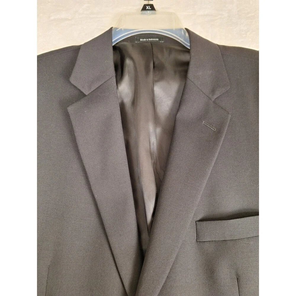 Joseph & Feiss Blazer Mens 48R Black Wool 2-Button Suit Jacket Sport Coat